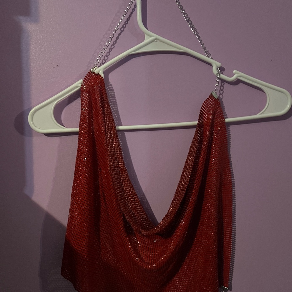 Red Chain Strap Top